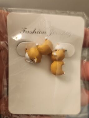 Soft clay cute animal bite earrings studs - Fun Gift Idea. Hamster/guinea Pig.